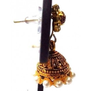 Golden Oxidized Earrings Ethnic Imitation Jewelry Drop Dangle Chandelier - EA57